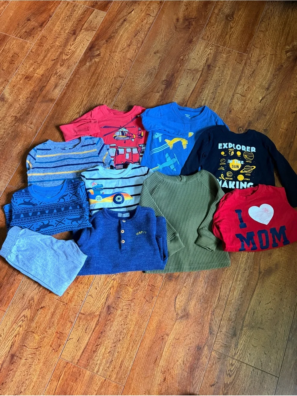 Carter's Multi-Color Kids Long-Sleeve Tee Bundle - Red, Blue, Green, Black